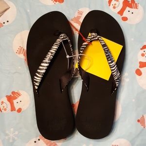 Womens reef flip flop glitter zebra print